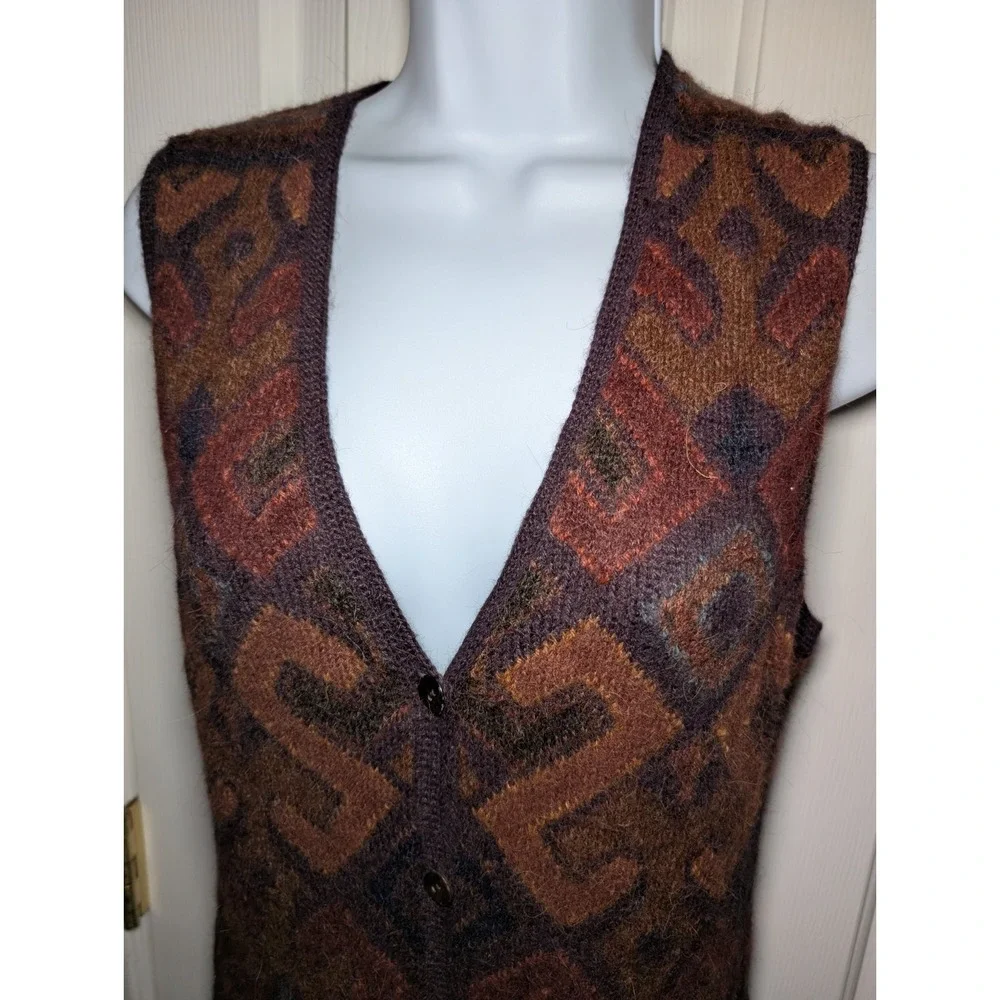 Peruvian Connection Maxi Waistcoat Women Size XS Alpaca Wool Sleeveless Cardigan